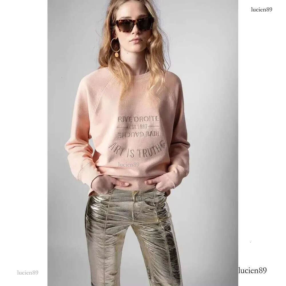 Autumn And Winter New French Niche ZV Classic Letter Embroidery Cotton Women's Embroidered Pullover Sweater Sweatshirt