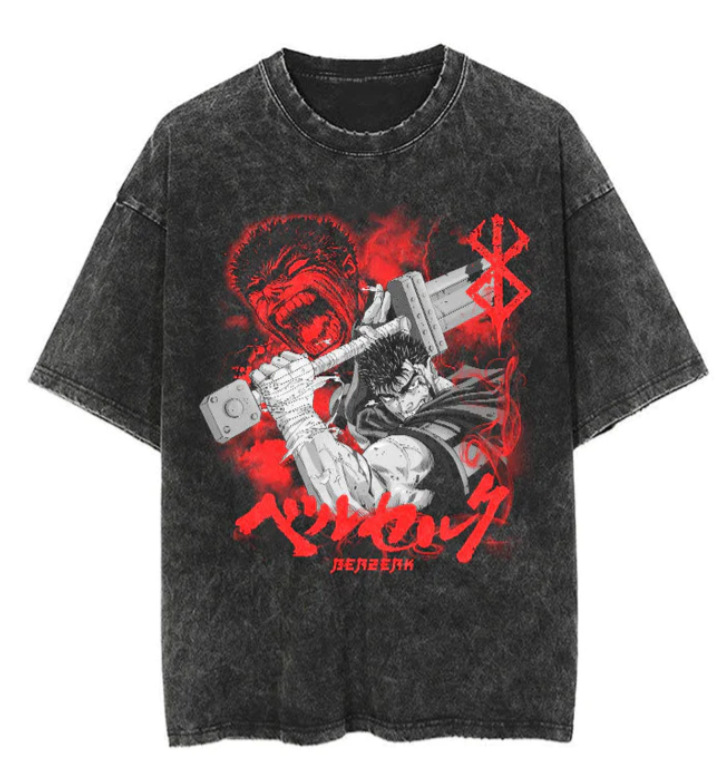 European & American Washed Vintage Short-Sleeve T-Shirt American Retro Anime Short-Sleeve T-Shirt - TT8340