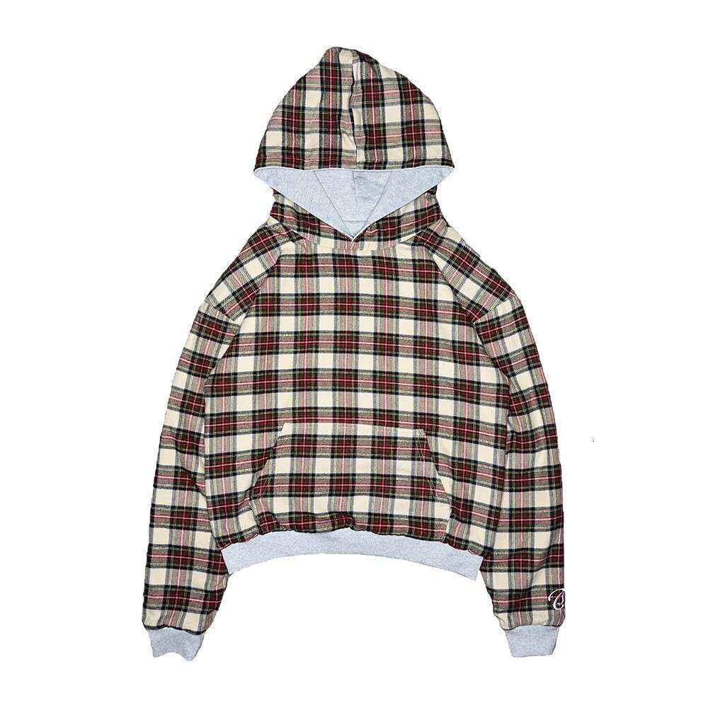 Autumn Winter American Hip Hop Reversible Plaid Print Loose Sweatshirt Unisex Pullover