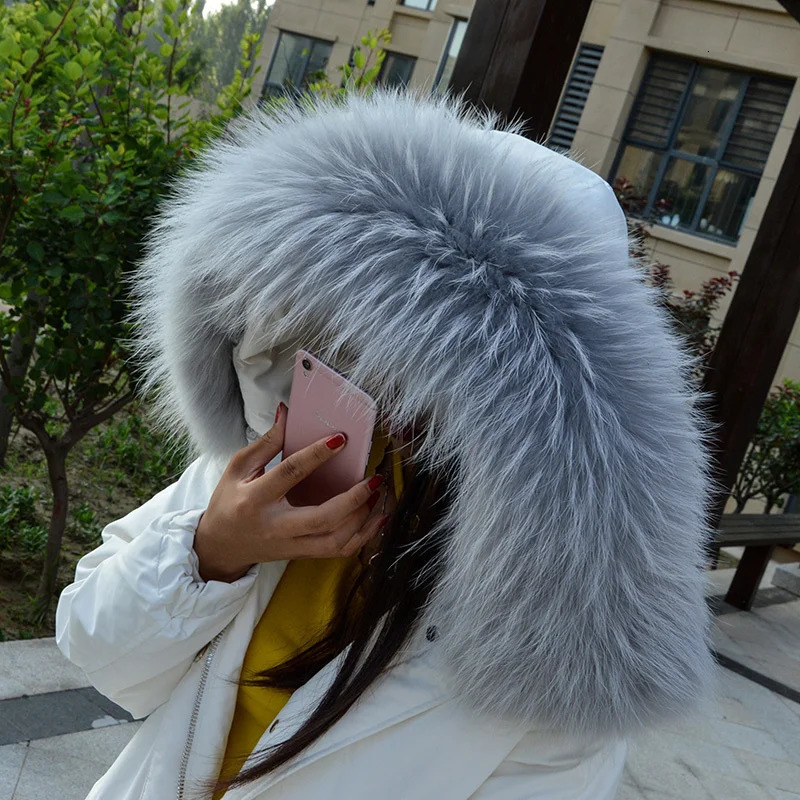 Real Raccoon Fur Collar For Women Winter Natural Fur Hood Trims Shawl Female Fur Scarfs Neck Warmer Coat Hood Decor Fur Shawls 250928