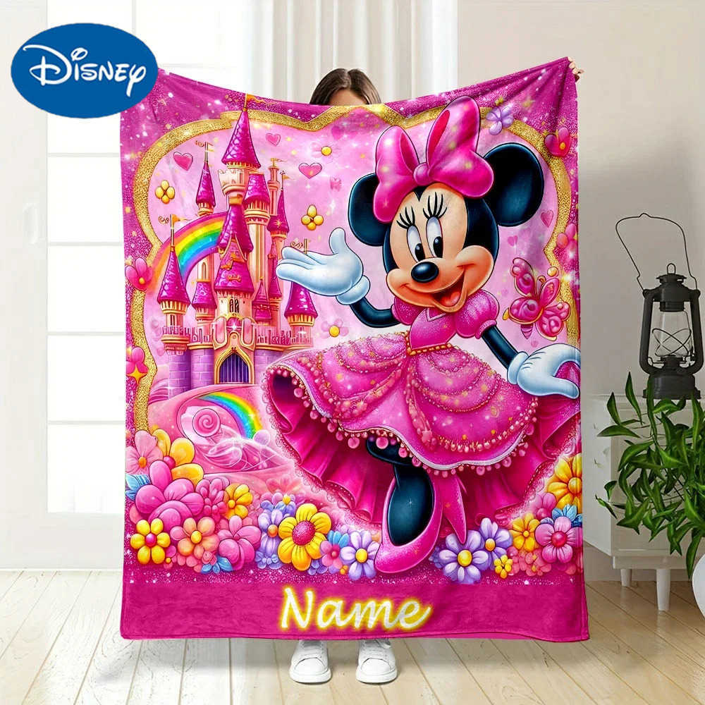 Disney Minnie Mouse Themed Family-Friendly Blanket Featuring Your Name Perfect for Winter Chill