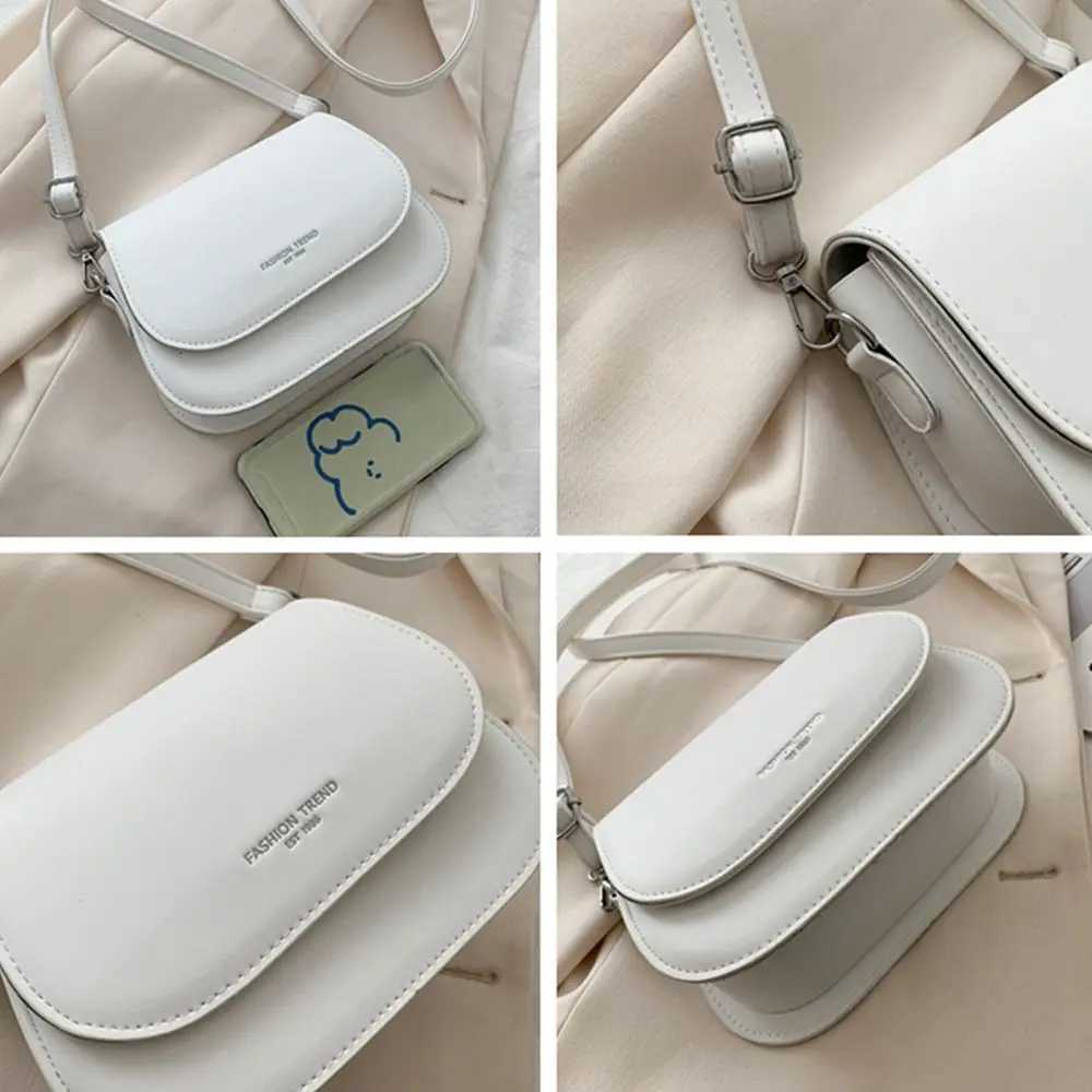 Women Simple PU Leather Saddle Shoulder Bag Flap Messenger Bag Crossbody Bag Handbags Z250928