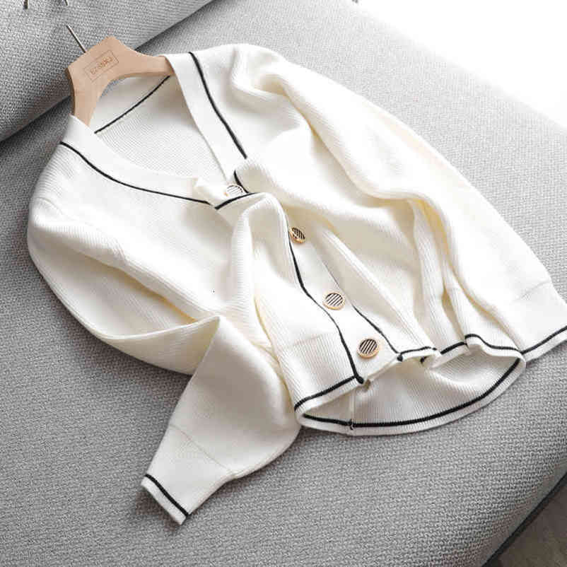 Lucyever Autumn Solid Color V-Neck Cardigans Women Fashion Single Breasted Thin Sweaters Woman Casual Knitted Cardigan Femme 210521wtt