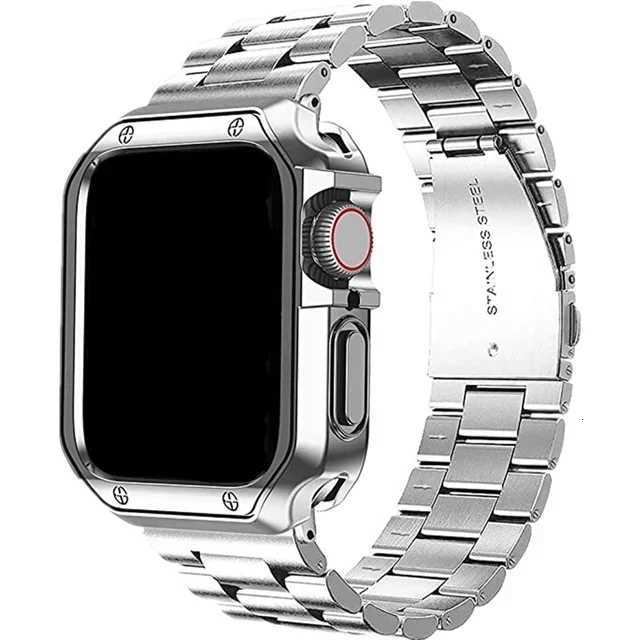 TPU Protector CaseMetal Strap For Apple Watch Ultra Band 46mm 49mm 4544mm 41mm Stainless steel Bracelet series 6 se 7 8 9 10 W250928