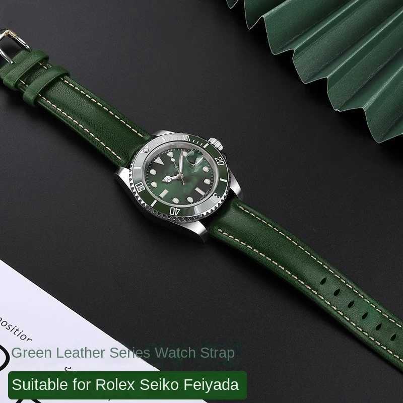 12mm 14mm 16mm 18mm 20mm 22mm High Quality Green Strap Bracelet Butterfly Buckle Business Casual Watchband Watch Accessories W250928