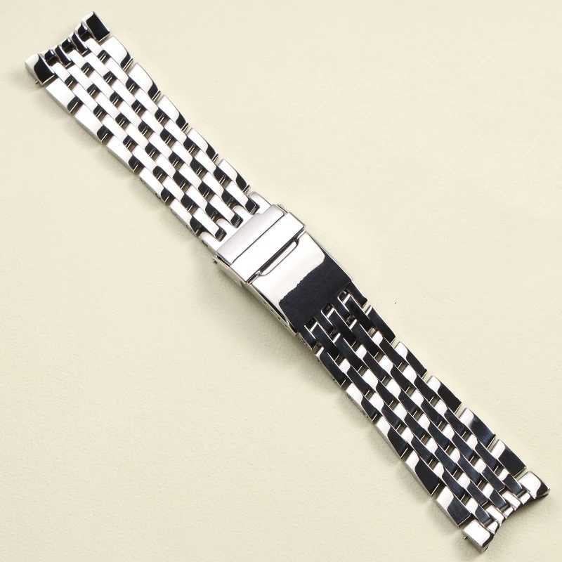 high quality 22 24mm polished silver solid stainlESS steel WATCHband for metal WATCH strAP wrist Bracelet W250928