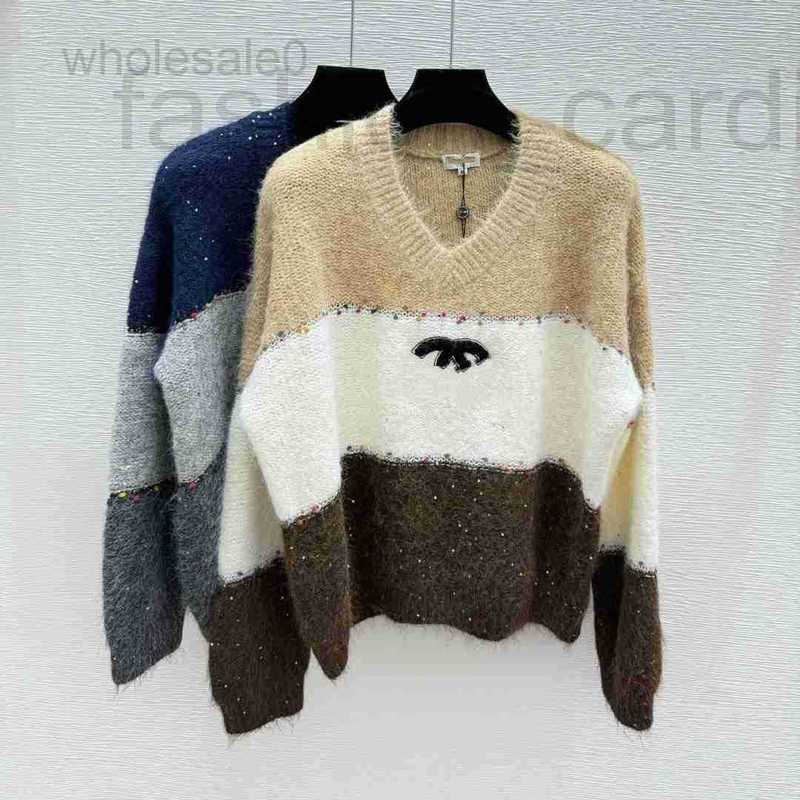 Women's Sweaters Designer designer Nanyou Correct H Home 25 Early Autumn New Casual Color-Block Sequin Hollow V-Neck Knitted Long Sleeve FNZ7 3UTH