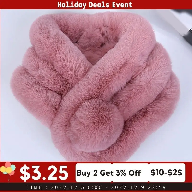 Women Winter Warm Thicken Scarfs Faux Fur Plush Cross Collar Scarf Shawl Warm Soft Thicken Snood ScarveS Scarf Wholesale 250928