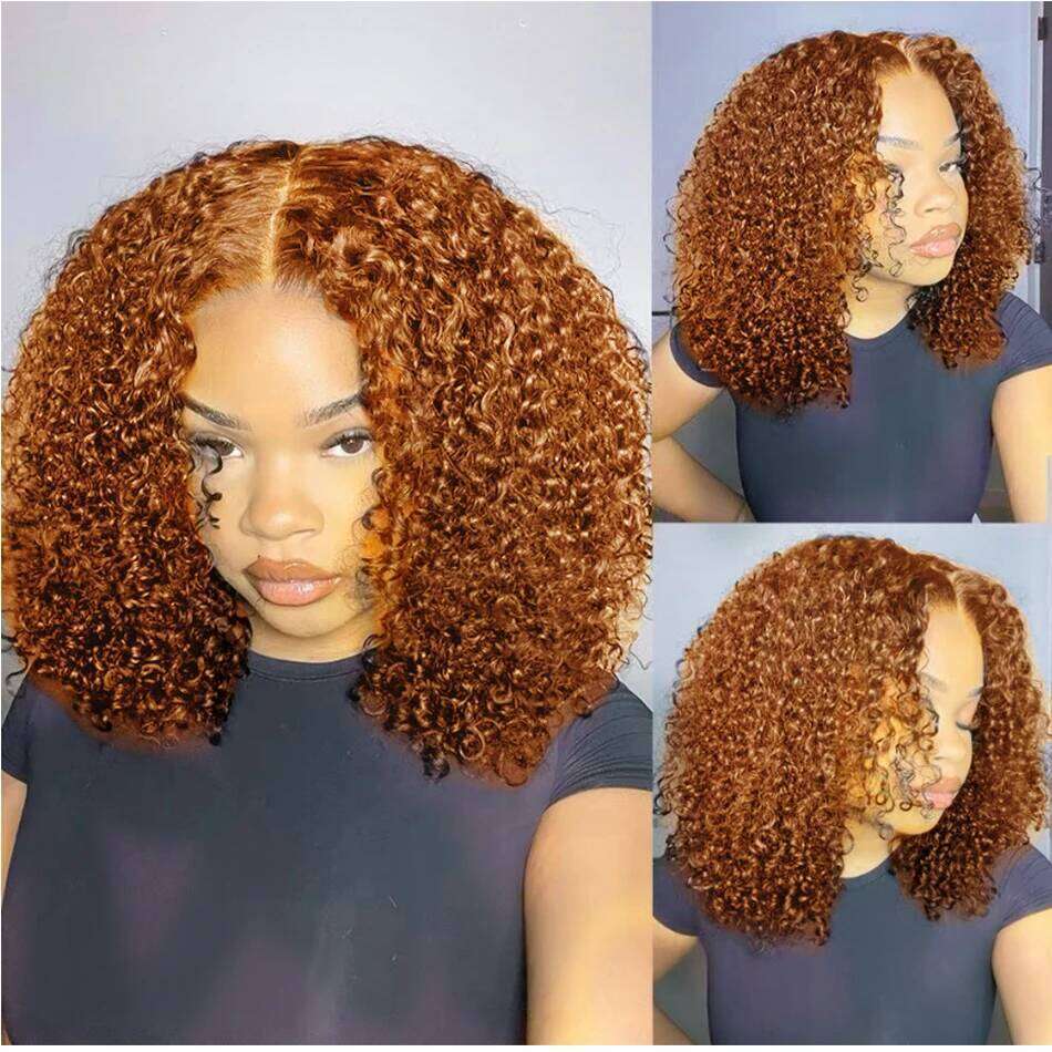 NEW 10A 6X5 Glueless Lace Human Hair Ready To Wear And Go Short Curly Ombre Highlights Brown Blonde Ginger 99J Colored Wigs Xiusiyuan2509