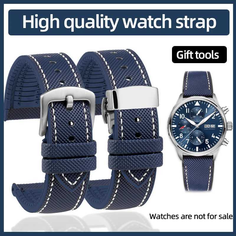 Highquality rubber strAP for IWC Pilot Mark 18 Portuguese Nylon Rubber Bottom Bracelet WATCHband 20mm 21mm 22mm W250928