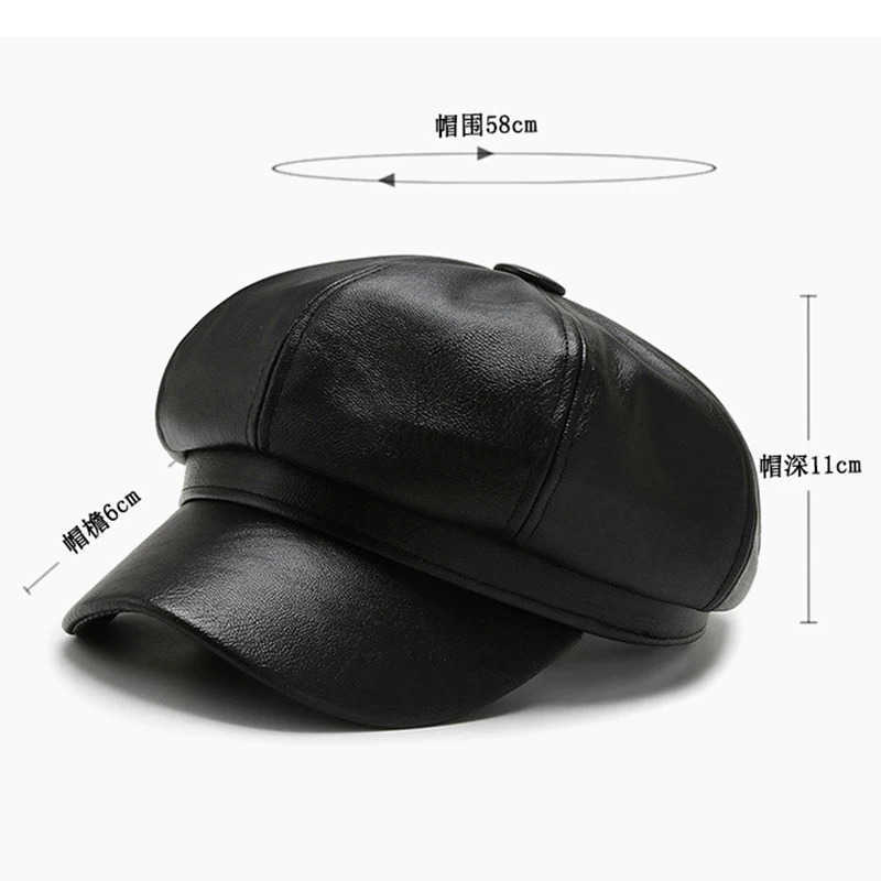 Women Men PU Leather Berets Hat Retro British Solid Beret Baseball Cap Outdoor Sun Hat Winter Warm Octagonal Hats Newsboy Caps U250928
