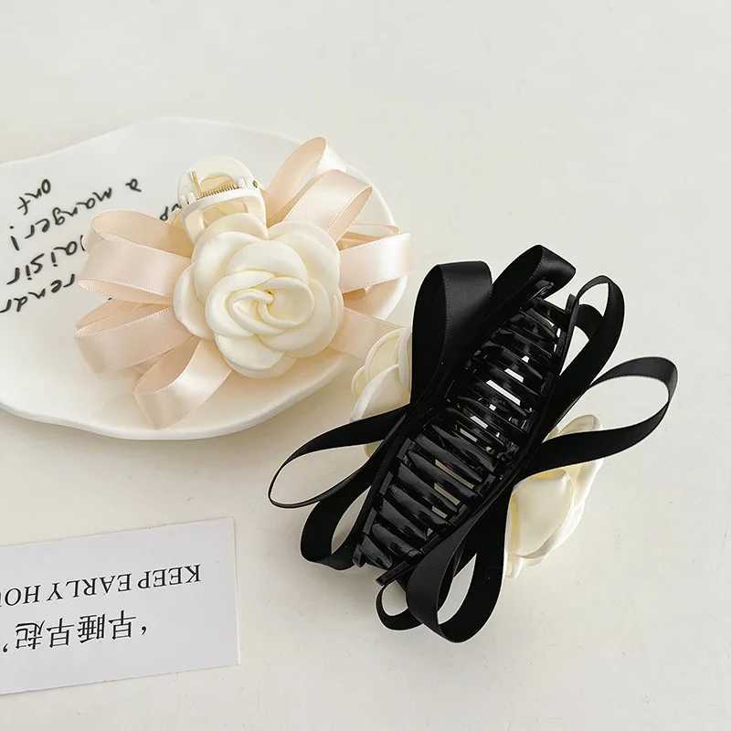 DS NEW Classic Retro Camellia Flower Hair Claw 12CM Large Claw Clips Beach Trendy Hair Clips Hair Accessories for Women Girls W250928