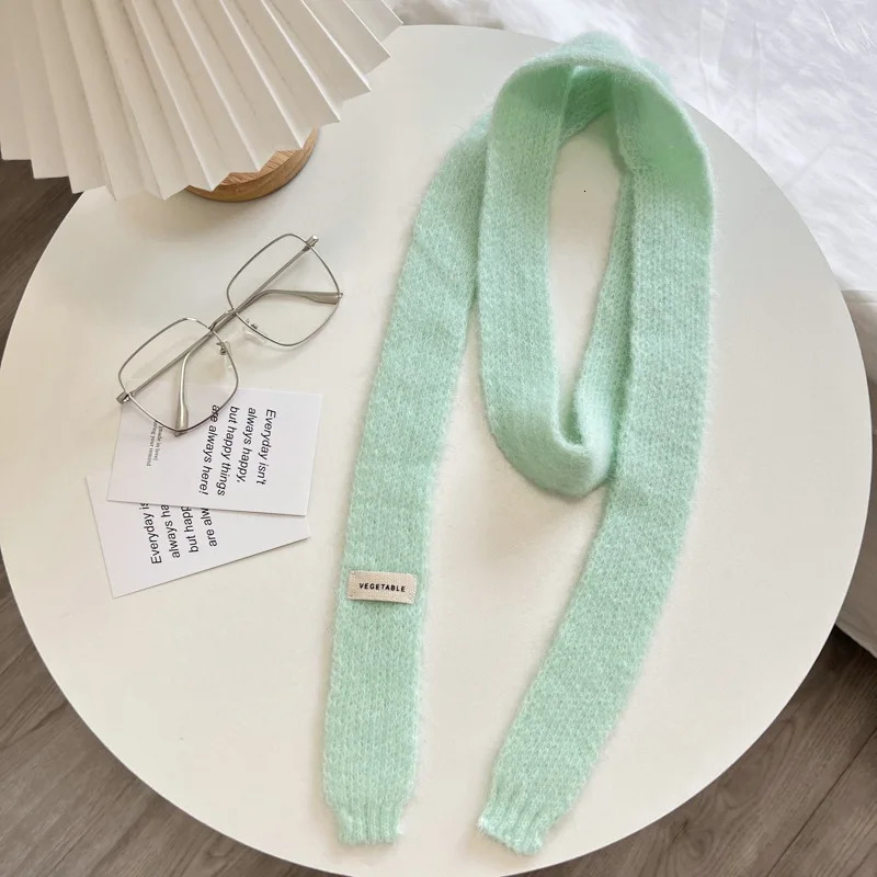 Knitted Scarves Korean Style Thin Scarf Fashionable Plush Long Solid Scarf Womens Mink Fur Y2K Girl Scarf for Warm 250928