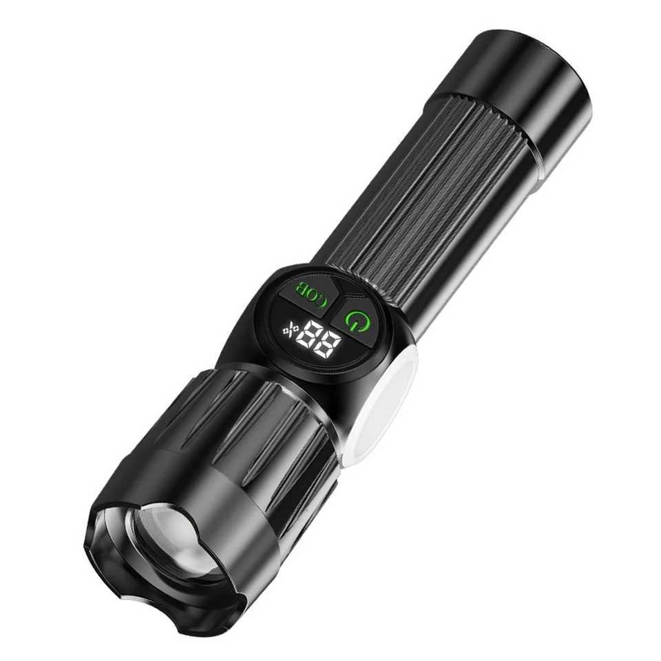 HighPower LED Flashlight With Spotlight Function Builtin Battery USB Rechargeable Design Camping Torch D250928