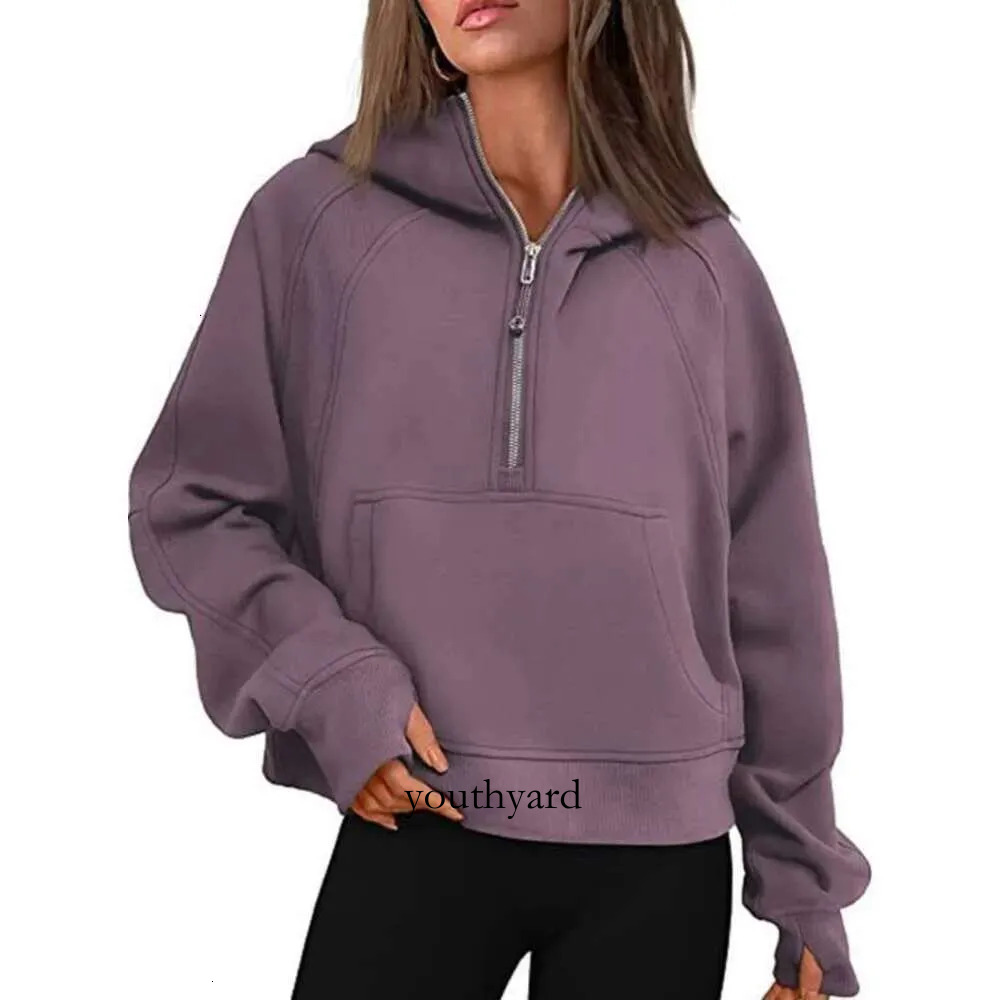 TOP Yoga Scuba Jacket Half Zip Hoodie Jacket Designer Sweater Workout Designer Sport Coat Luluity Lemonion Sets Sweatshirt 8E5