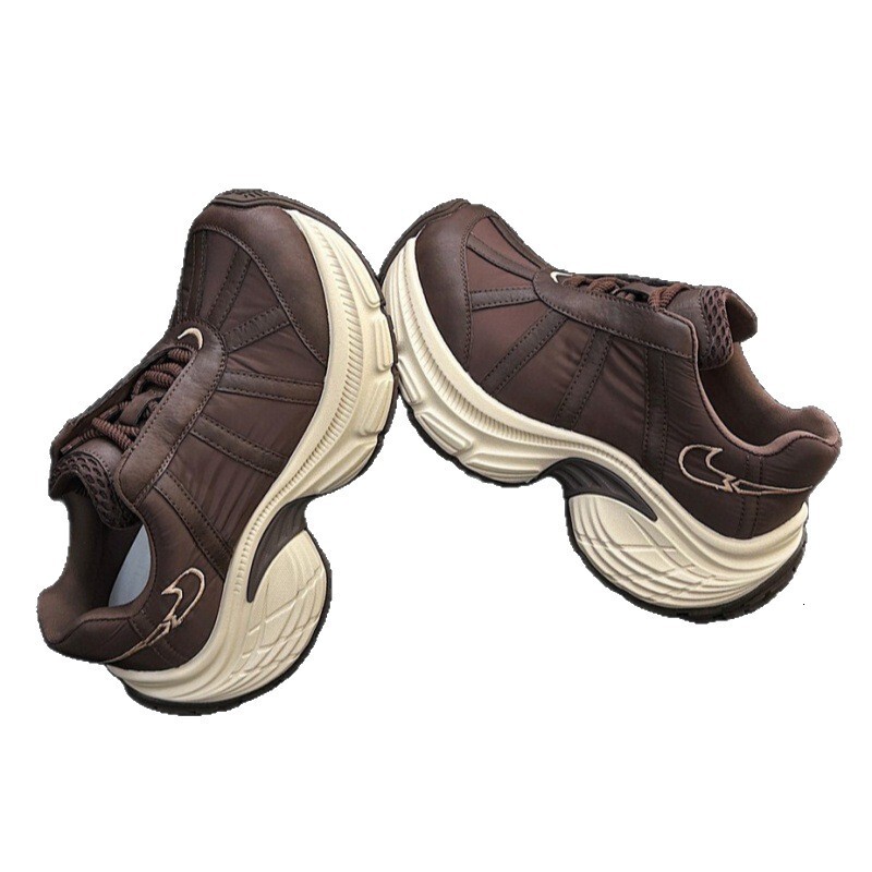 2025 new thick soled height increasing casual shoes designer dad shoes women's low cut lace up multifunctional