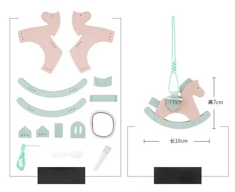 Luxury DIY Keychain Swinging Horse Lucky Pendant Bag Decoration Genuine Leather Handmade Weaving Material Gifts Relatives Best Friend Y250928as