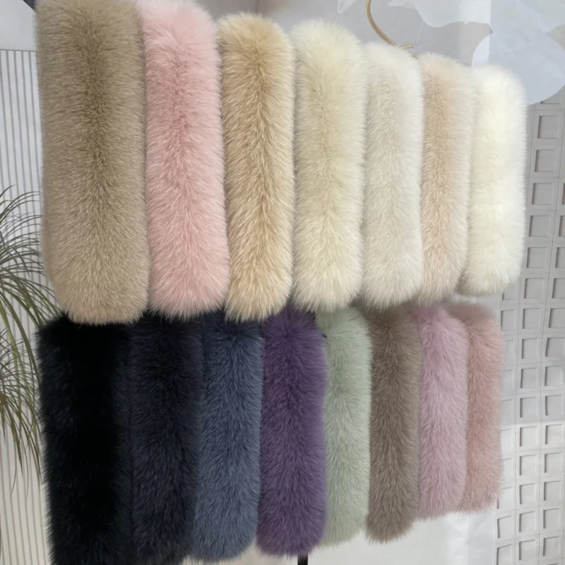 Fox Fur Collar Winter For Women Female Scarves Hood Trims Fur Decor Shawl For Coat Natural Fur Shawls Furry Fur Scarf 250928