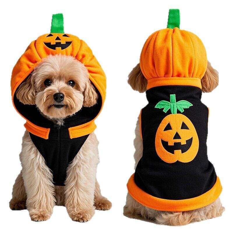 2025 New Halloween Costume Funny Dog Outfit Internet Celebrity Shiba Inu Pumpkin Festival Hat Sweatshirt