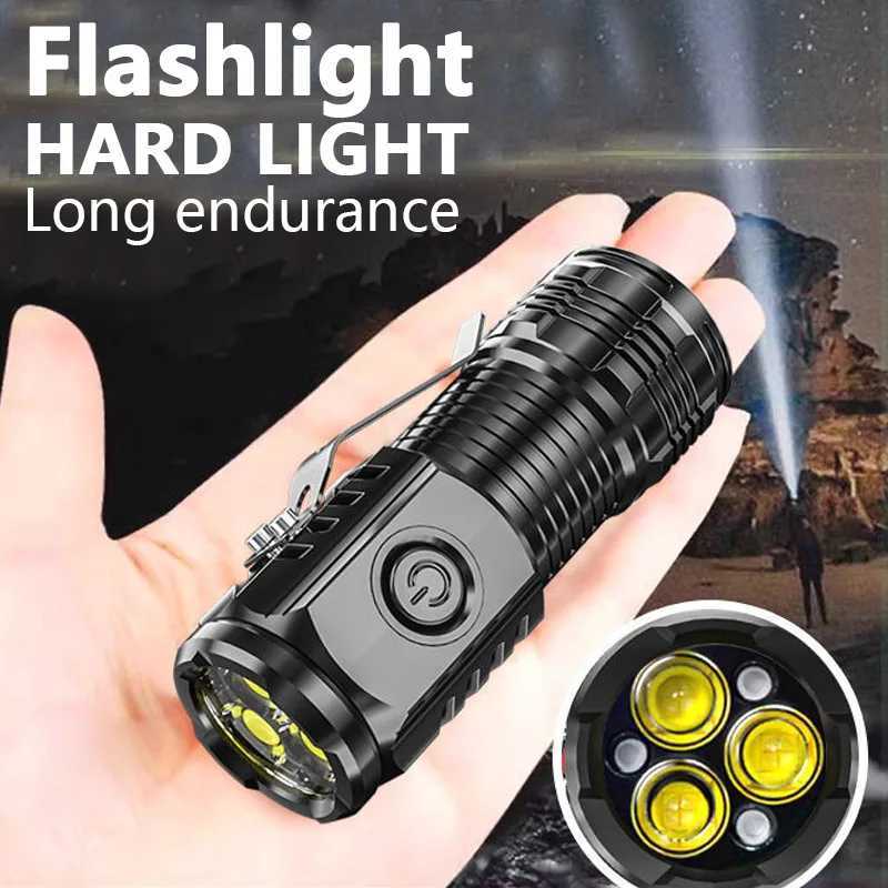 Ultra Powerful Flashlight 3 Core LED Mini Tactical Flashlight USB Rechargeable High Power LED Torch With Magnet Hand Lamp Gift D250928