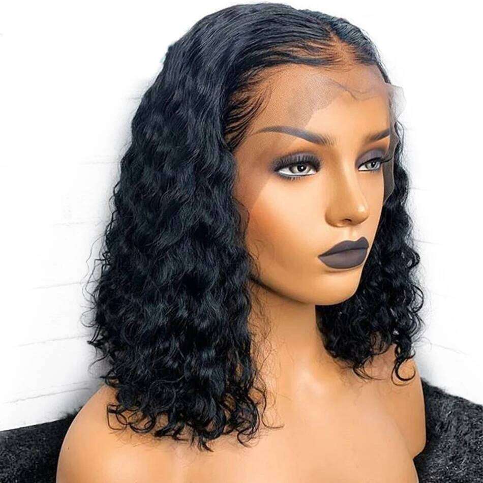 Water Wave For Women Full Frontal Short Curly Lace Front Human Hair Bob Wigs Xiusiyuan2509