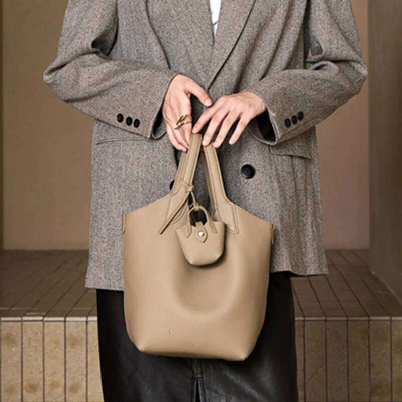 Burminsa Cowhide Genuine Leather Bucket Tote Handbags For Women 2025 Designer Basket Work Ladies Shoulder Crossbody Bags