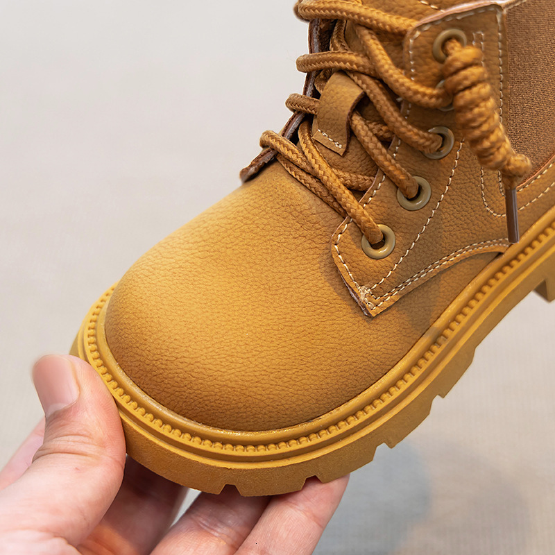 New winter men's and women's fashionable Martin boots, British style trendy short boots, yellow boots, wool cotton versatile boots, designer