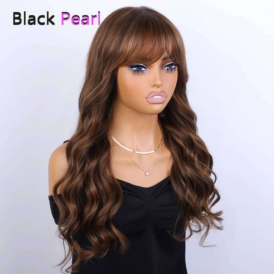 180D Highlight Wave Wig With Bangs Wear To Go Ombre Blonde Brazilian Body Wavy Human Hair Wigs For Women Xiusiyuan2509