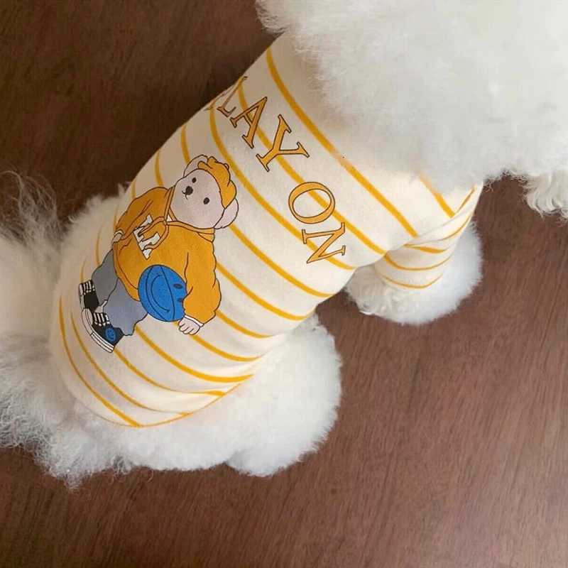 SpringSummer Pet Clothes for Small Medium Dog Striped Cute Bear Soft Kitten TShirt Yorkshire Designer Chihuahua Cat Clothing X250928