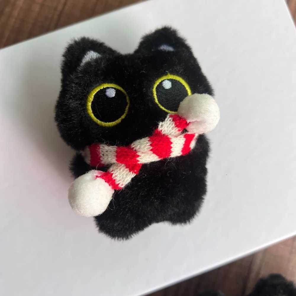 Little Black Cat Plush Pendant Keychain Cute Cartoon Bigeyed Cat Chain Doll Backpack Pendant Gift KeychainXJ250928