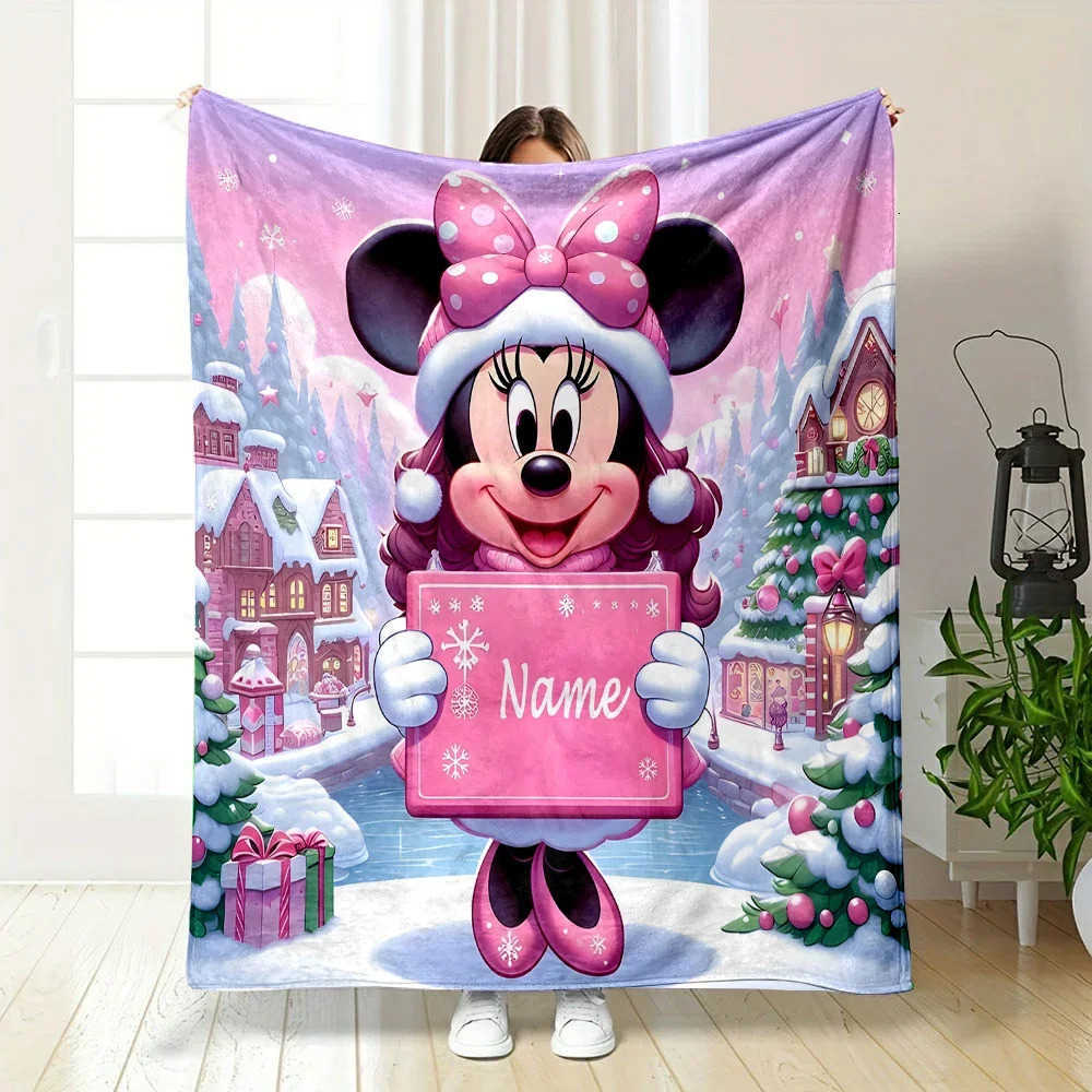Disney Minnie Mouse Themed Family-Friendly Blanket Featuring Your Name Perfect for Winter Chill
