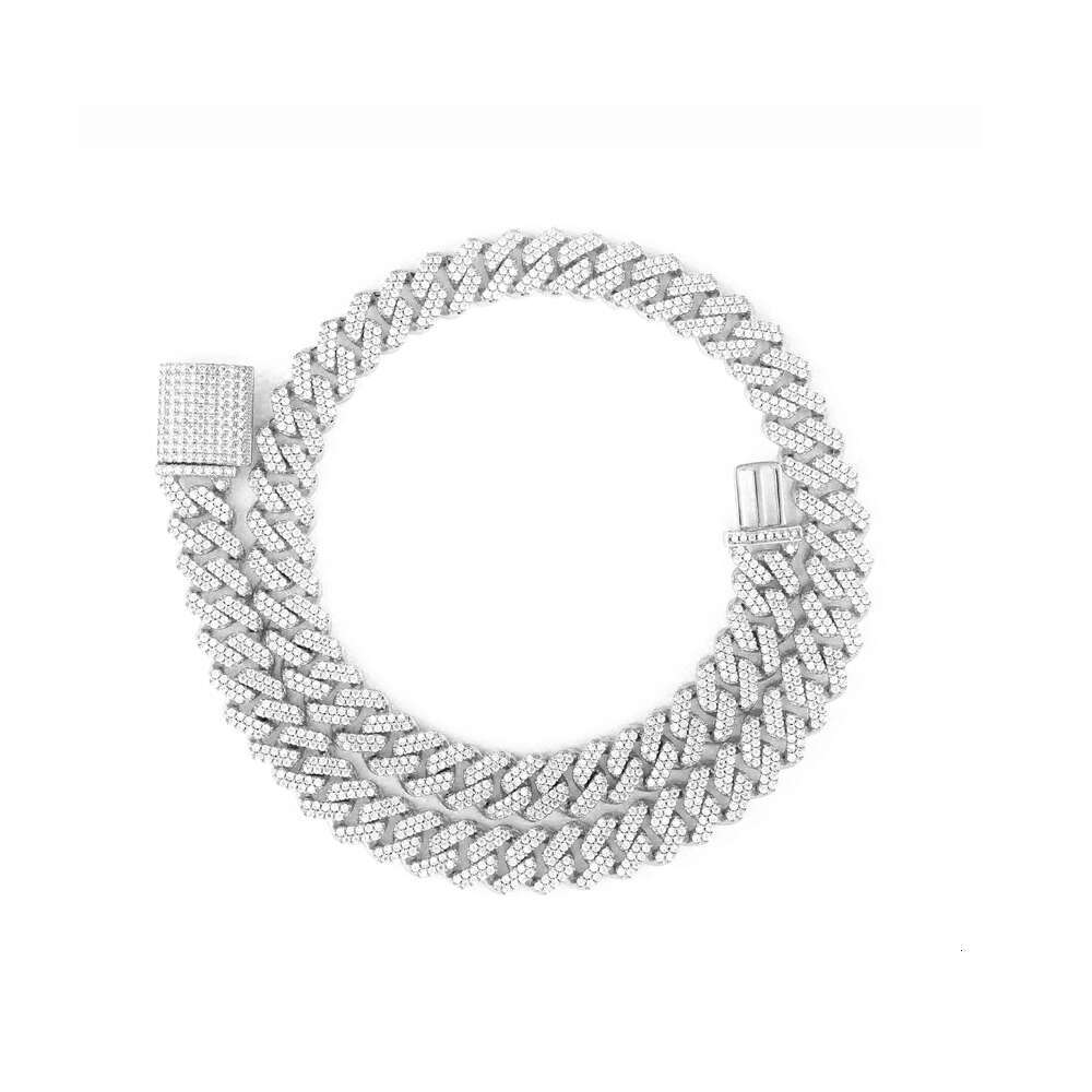 Luxury Miami Cuban Link Chain For Men 10mm W 2 Row CZ Diamond Necklace 8mm W Moissanite Chain Bracelet Hip Hop Designer Jewelry Woman Valentines Day Christmas Gift