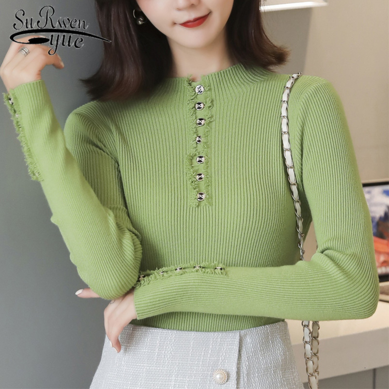 Autumn and Winter Long Sleeve Slim Solid 7 Colors Women Sweater and Pullover Knitted Sweater Bottoming Shirt 6507 50 210518