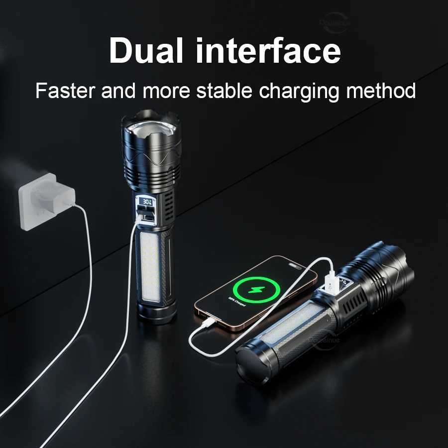 9000000LM Super Powerful LED Flashlights Strong Light Outdoor Long Range 6km Torch Recharheable Tactical Flashlight Camping Lamp D250928