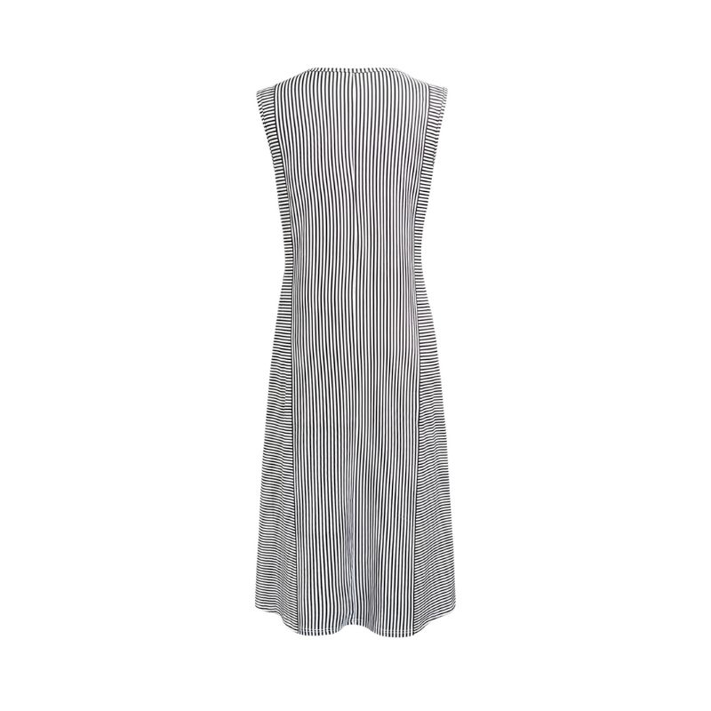 Women's Sleeveless Striped Print Midi Dress - Spring Summer Casual Beach Vacation Dress-CF50981