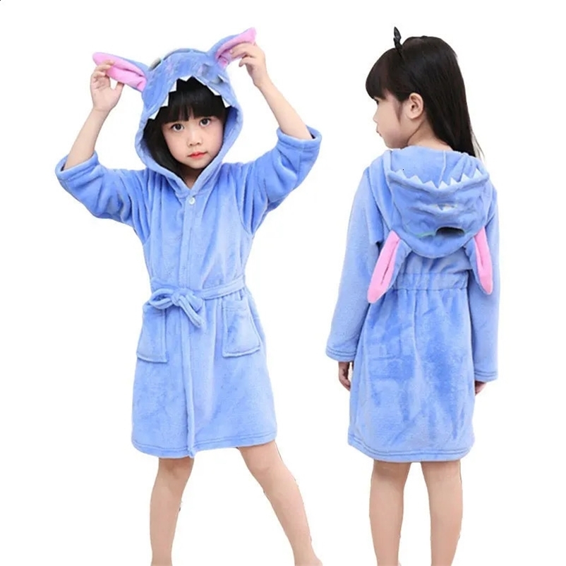 Children Clothing For Boys Kids Winter Bathrobes Baby Girls Sleepwear Bath Robe Animal Pajamas Nightgown Kids Stitch Bath Towels 241227bj