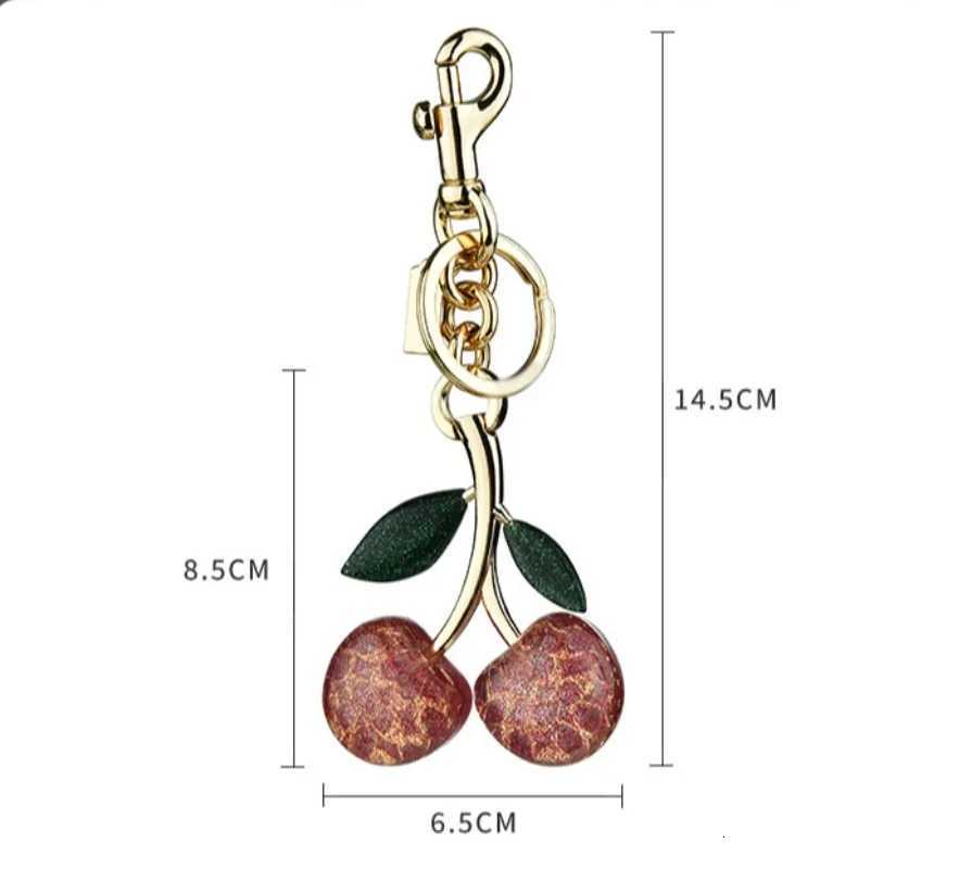 Luxury Fashion Red Cherry Keychain Fruits Cherries Pendant Keyring Women Men Jewelry Bag Accessories Gift Cute Keychain Y250929as