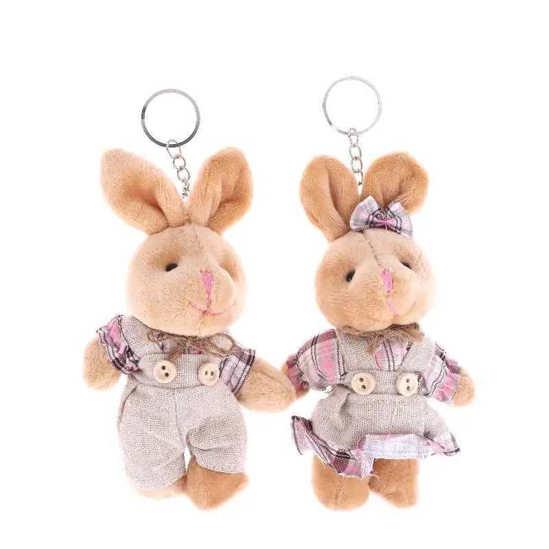 Little BearRabbit Plush Doll Keychain Pendant Stuffed Doll Keyring Couple Bag Pendant Backpack Decoration Kids Birthday GiftXJ250928