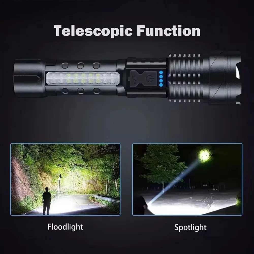 Powerful XHP50 Flashlight Zoomable Flashlight Handheld Lighting Night Work Emergency Torch for Outdoor Camping Fishing Lantern D250928