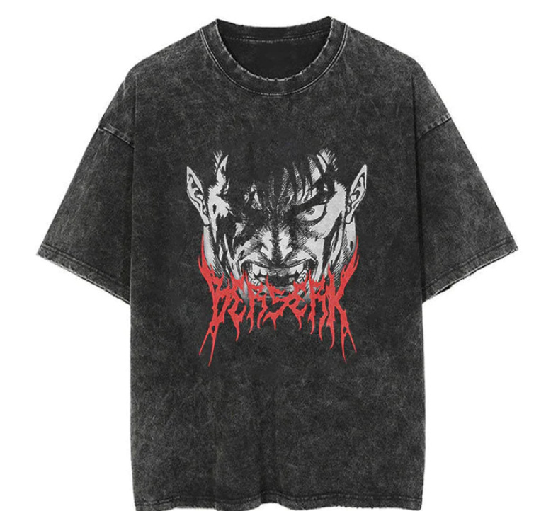 European & American Washed Vintage Short-Sleeve T-Shirt American Retro Anime Short-Sleeve T-Shirt - TT8340