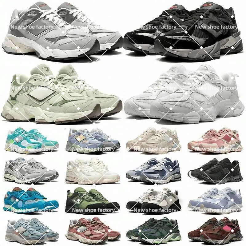 box Designer Running Shoes Men 9060 Women Sneakers 2002r Black Grey White Beige Blue Red Pink Mens Womens Leather Outdoor Trainers 36-47