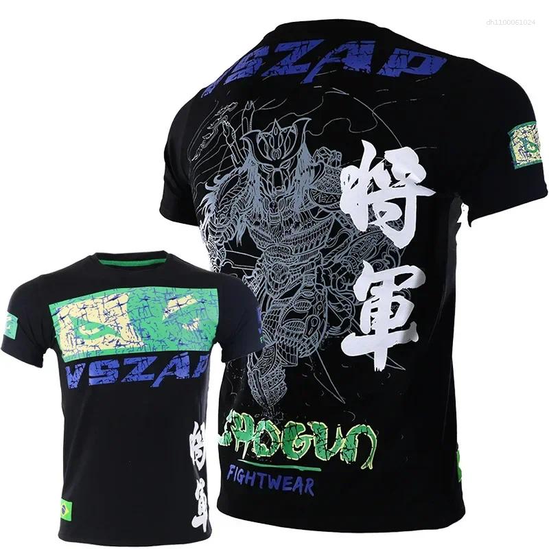 Men's T Shirts BJJ Rash Guard Vszap Mens Jiu Jitsu MMA Compression Top Fightwear Short Sleeve Combat Boxing Training Muay Thai Shirt S-4XL