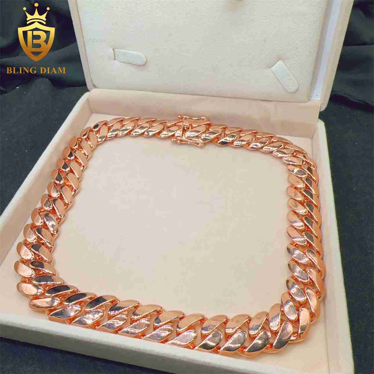Fashion Hip Hop Fine Jewelry Iced Miami Cuban Link Chain Bracelet Sterling Silver 925 Necklace