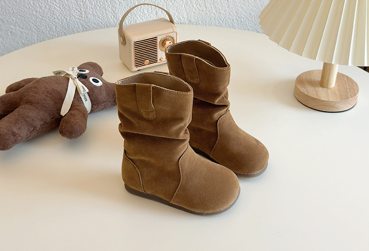 Winter new women's boots, camisole boots, fashionable retro versatile fashion, warm wool lining, mid top leather boots, designer shoes