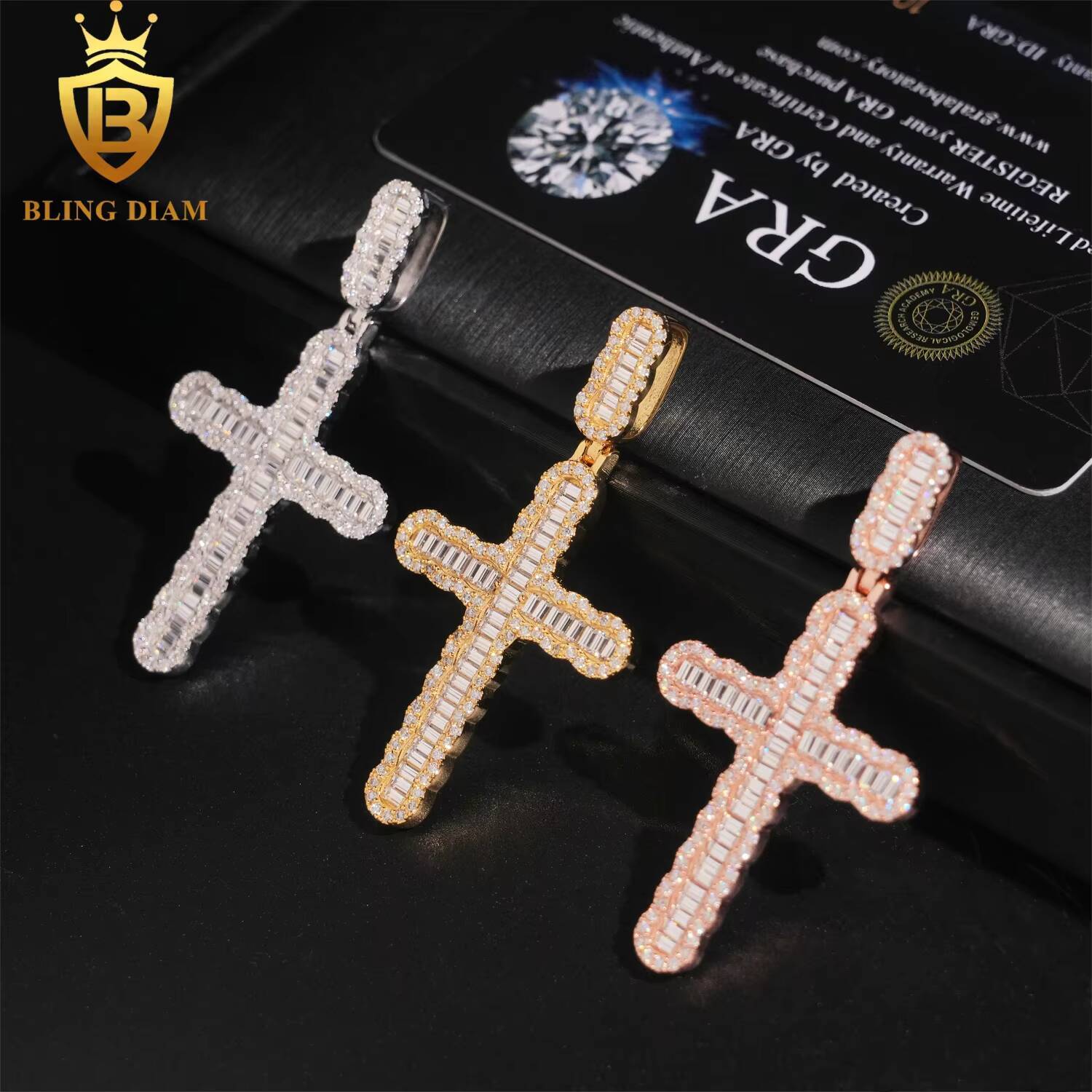 Wholesale Price Hip Hop Rapper Cross Jesus Pendant Vintage Jewelry Iced Out Vvs Moissanite 925 Sterling Silver