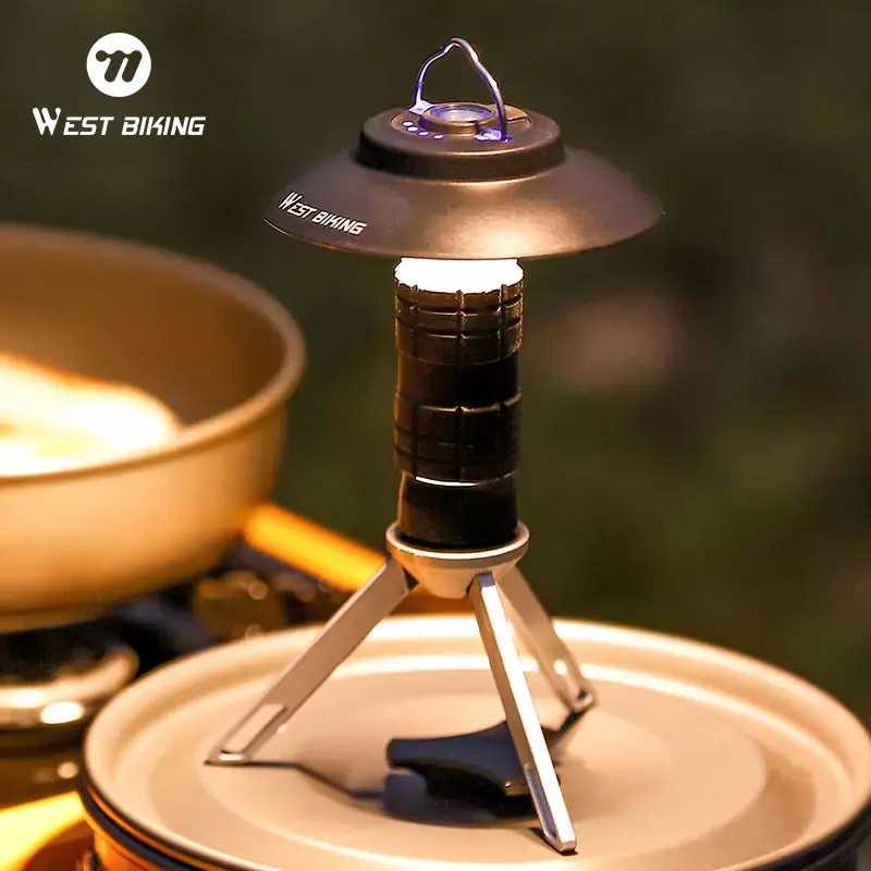 WEST BIKING Portable Camping Light With Magnetic Base USB Rechargeable Camping Lantern Outdoor Led Flashlight Tent Camp Supplies C250928