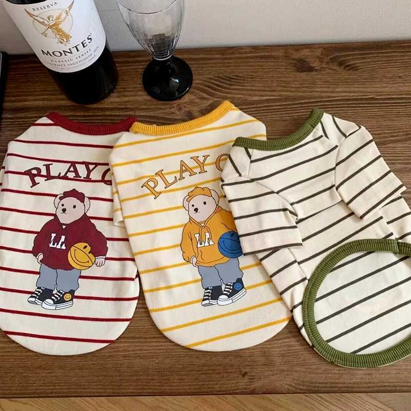 SpringSummer Pet Clothes for Small Medium Dog Striped Cute Bear Soft Kitten TShirt Yorkshire Designer Chihuahua Cat Clothing X250928