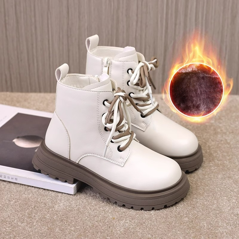 Autumn and winter new women's wool lined Martin boots, children's fashionable snow boots, girls' short boots, children's real leat