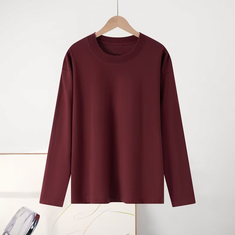 K2276 Hot-selling wholesale women's autumn and winter long-sleeved T-shirt | Premium 230g soft cotton fabric | Classic solid color | Loose and co
