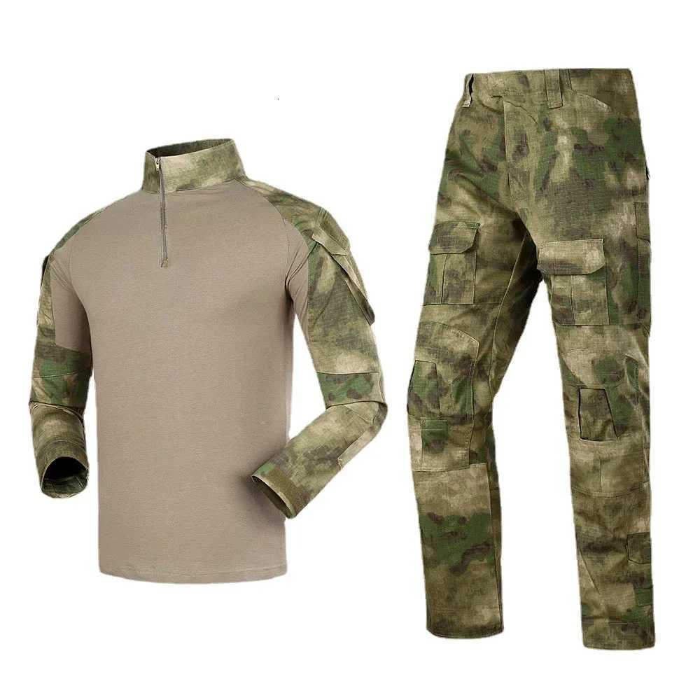 Military Tactical Sets Men Camo Trainning Uniform Paintball ShirtsHunting Pants Airsoft Ripstop Quick Dry Sets MultiPocket New W250928